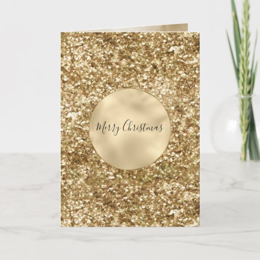 Gouden Confetti Glitter Kerst Kaart (Voorkant)