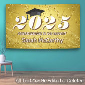 Gouden Confetti Glitter Klas van 2026 Afstudeermut Spandoek