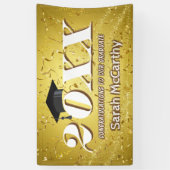 Gouden Confetti Glitter Klas van 2026 Afstudeermut Spandoek (Verticaal)