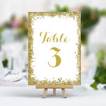 Gouden Confetti Glitter Lijst Bruiloft Kaart<br><div class="desc">Voeg een vleugje glamour en glans toe aan uw huwelijksreceptie met deze elegante tafelnummers. Met een glinsterende gouden confetti lijst op een heldere witte achtergrond,  deze kaarten creëer een moderne en feestelijke uitstraling. Personaliseer eenvoudig met uw tabelnummers voor een coherente en onvergetelijke tabelinstelling.</div>