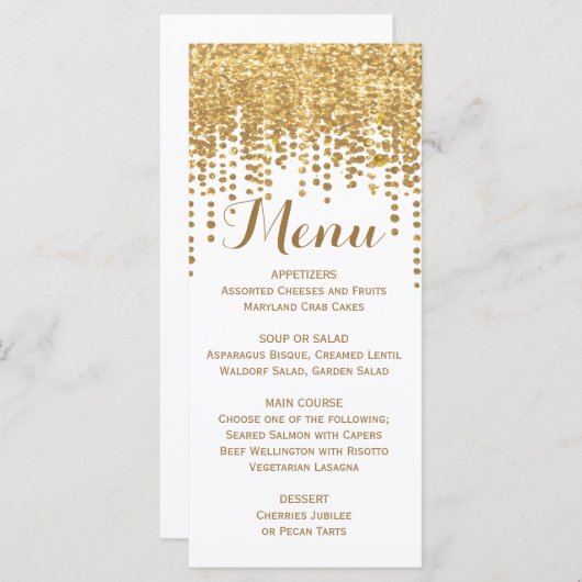 Gouden Confetti Glitter Look Menu (Voorkant / Achterkant)