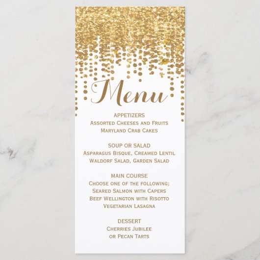 Gouden Confetti Glitter Look Menu (Voorkant)