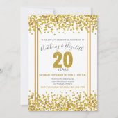 Gouden Confetti Glitter-Style 20-jarig jubileumfee Kaart (Voorkant)