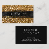 Gouden Confetti Glitter Zwart penseelstreken Visitekaartje (Voorkant / Achterkant)
