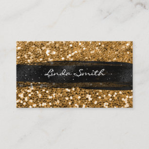 Gouden Confetti Glitter Zwarte Kwaststreken Visitekaartje