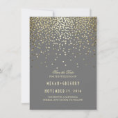 Gouden Confetti Grijs Elegant Save the Date (Voorkant)