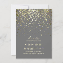 Gouden Confetti Grijs Elegant Save the Date