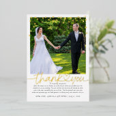 Gouden Confetti Hand Lettering Huwelijk Bedankt Folie Uitnodiging (Staand Voorkant)