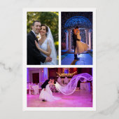 Gouden Confetti Hand Lettering Huwelijk Bedankt Folie Uitnodiging (Achterkant)