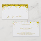 Gouden Confetti Hand Script Tekst Elegante Sjabloo Visitekaartje (Voorkant / Achterkant)