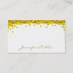 Gouden Confetti Hand Script Tekst Elegante Sjabloo Visitekaartje