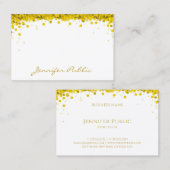 Gouden Confetti Hand Script Tekst Sjabloon Modern Visitekaartje (Voorkant / Achterkant)