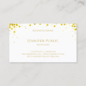 Gouden Confetti Hand Script Tekst Stijlvolle Sjabl Visitekaartje (Achterkant)