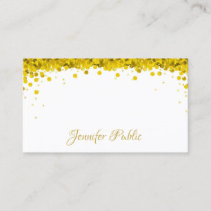 Gouden Confetti Hand Script Tekst Stijlvolle Sjabl Visitekaartje