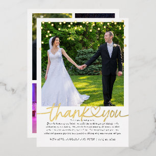Gouden Confetti Handlettering Huwelijk Bedankt Folie Uitnodiging