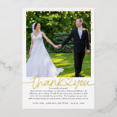 Gouden Confetti Handlettering Huwelijk Bedankt Folie Uitnodiging (Voorkant)