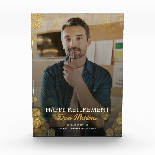 Gouden Confetti Happy Retirement Gift Fotoblokken (Voorkant)