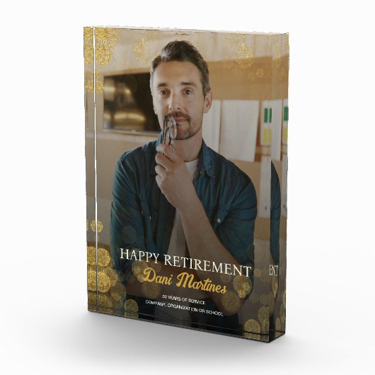 Gouden Confetti Happy Retirement Gift Fotoblokken (Rechts)