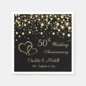 Gouden confetti, harten 50ste bruiloft Jubileum Servet (Voorkant)