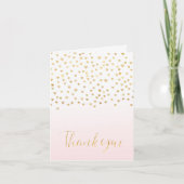 Gouden Confetti Harten Blush Roze Ombre Dank u Bedankkaart (Voorkant)