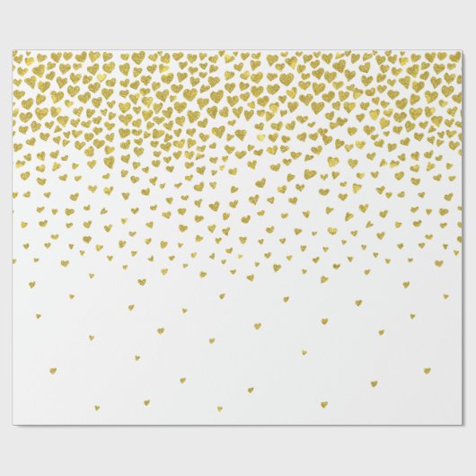 Gouden Confetti harten Cadeaupapier (Vlak)