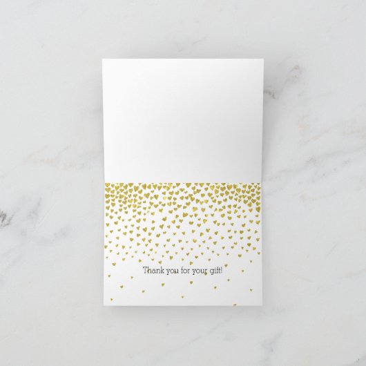 Gouden confetti harten dank je wel bedankkaart (Binnen)