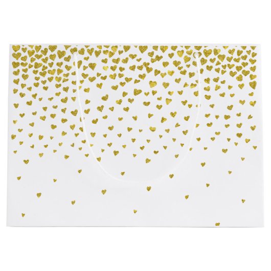 Gouden Confetti harten Large Cadeautasje (Voorkant)