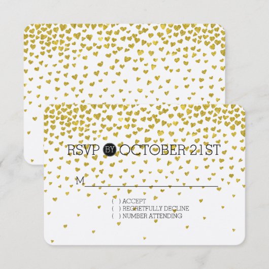 Gouden Confetti harten RSVP (Voorkant / Achterkant)