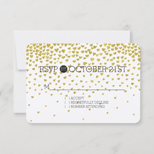 Gouden Confetti harten RSVP (Voorkant)