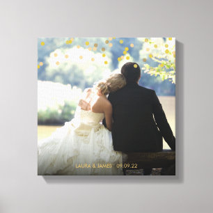 Gouden Confetti Huwelijksfoto Aandenken Canvas Afdruk