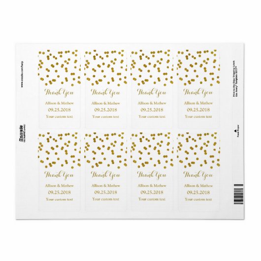 Gouden Confetti huwelijkslabels Etiket (Full Sheet)