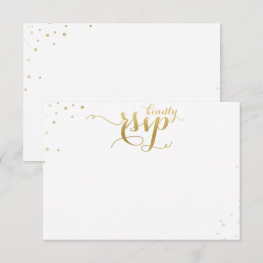Gouden Confetti huwelijksuitnodiging Blank RSVP ka (Voorkant / Achterkant)