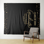 Gouden Confetti Jaar Afstudeerklas achtergrond afs Wandkleed (In Situ (horizontaal))