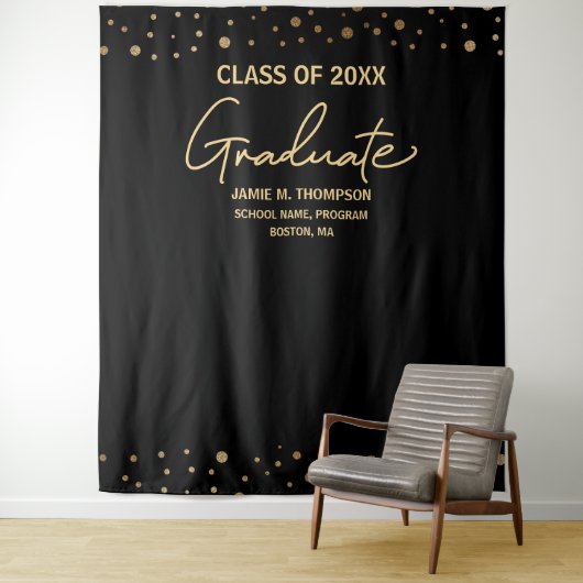 Gouden Confetti Jaar Afstudeerklas achtergrond afs Wandkleed (In situ)