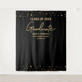 Gouden Confetti Jaar Afstudeerklas achtergrond afs Wandkleed (Voorkant)