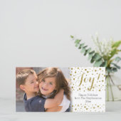 Gouden Confetti Joy vakantie fotokaart Feestdagenkaart (Staand voorkant)