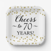 Gouden Confetti juicht tot 70 jaar Papieren Bordje (Voorkant)