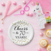 Gouden Confetti juicht tot 70 jaar Papieren Bordje (Feest)