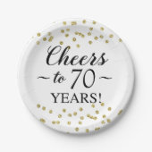 Gouden Confetti juicht tot 70 jaar Papieren Bordje (Voorkant)