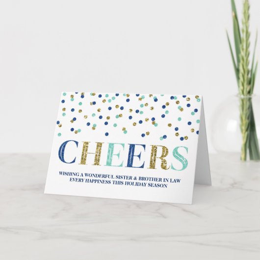 Gouden Confetti kerst zuster & broer in de wet Feestdagen Kaart (Voorkant)