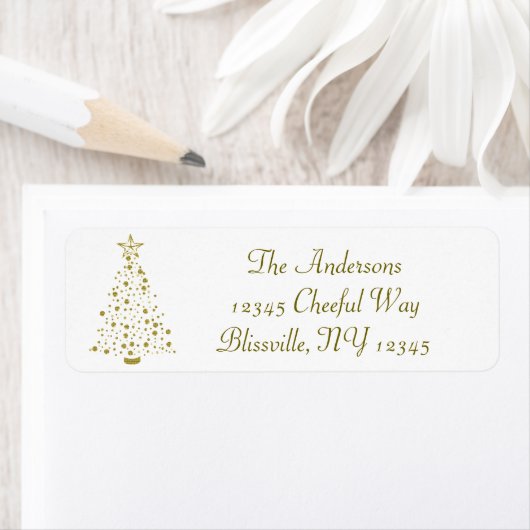 Gouden Confetti kerstboom Etiket (Insitu)