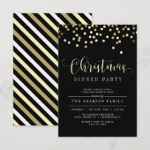 Gouden Confetti kerstdiner uitnodiging (Voorkant / Achterkant)