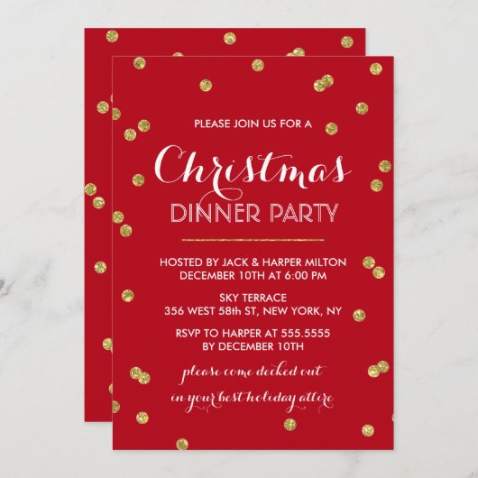 Gouden Confetti kerstfeest (aangepaste kleur) Kaart (Voorkant / Achterkant)