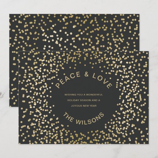 Gouden Confetti Kerstgroet Kaart (Voorkant / Achterkant)