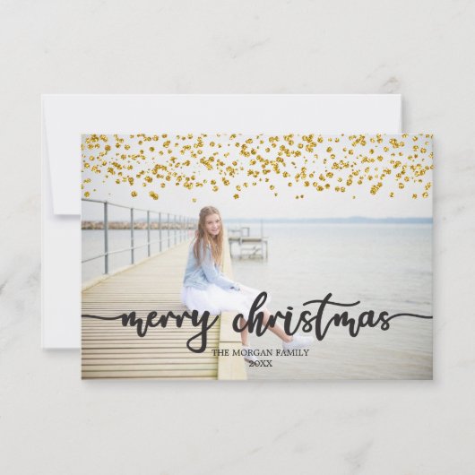 Gouden Confetti kerstkaarten Bedankkaart (Voorkant)