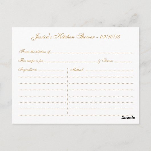  Gouden Confetti Keuken Douche Recept Kaarten (Achterkant)