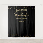 Gouden confetti klas van 2021 achtergrond graduati wandkleed (Voorkant)