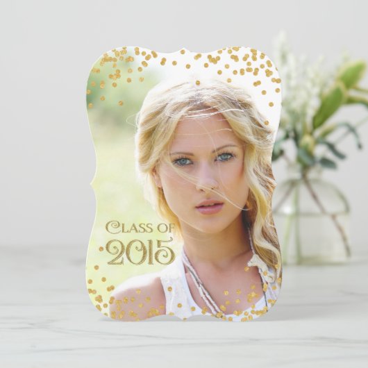Gouden Confetti Klasse van 2015 Afstuderen Kaart (Staand voorkant)