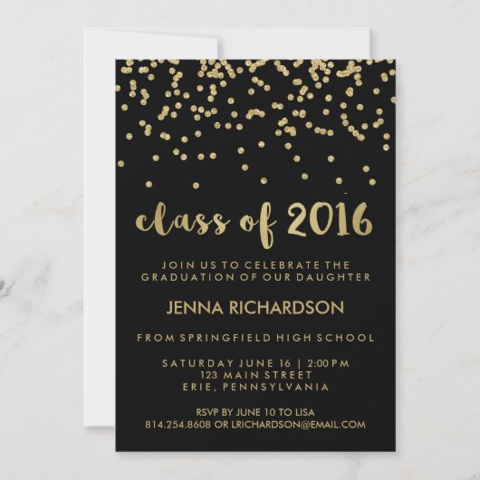 Gouden Confetti Klasse van 2016 Graduation Party Z Kaart (Voorkant)