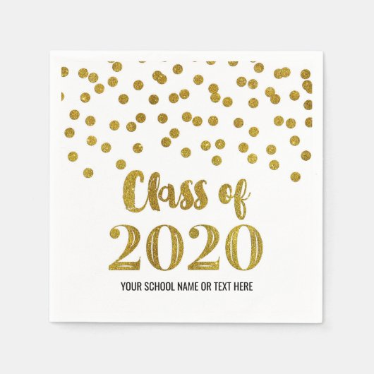 Gouden Confetti Klasse van 2020 Afstuderen Servet (Voorkant)